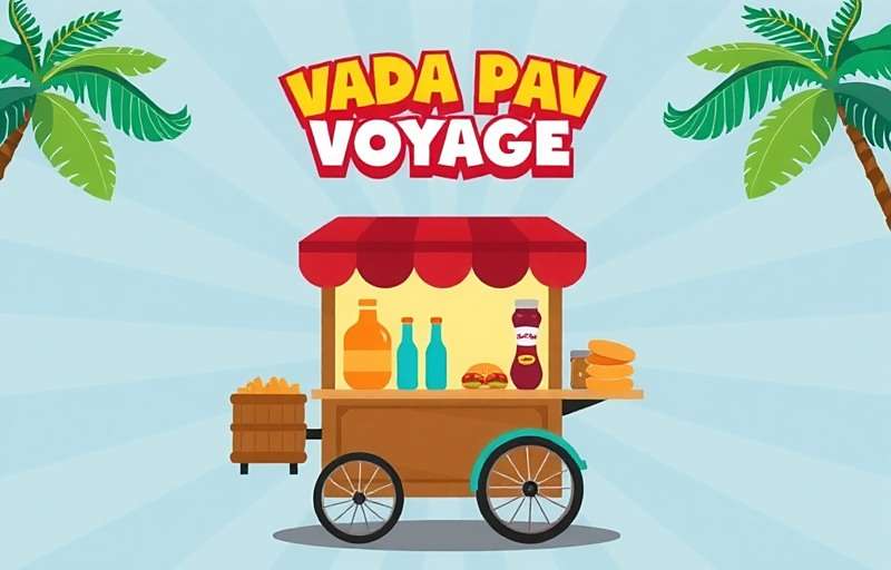 VadaPavVoyage game cover showing Mumbai street food cart with vada pav, pani puri and other snacks